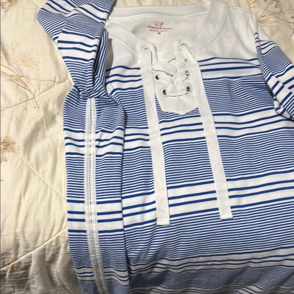 Vineyard Vine Long Sleeve Blue and White Striped Lace-Up Dress - Picture 7 of 7